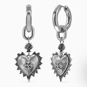 Ask & Embla Bejeweled sacred heart silver earrings